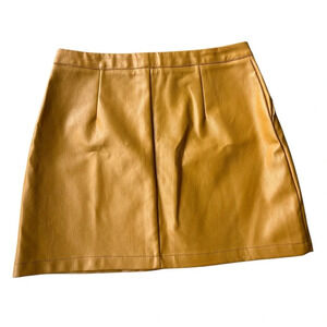 Comme USA Mini Skirt Women's Mustard Faux Leather Skirt Size Medium